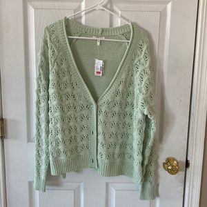 NWT Maurice’s Large v-neck cardigan in sea foam green long sleeve